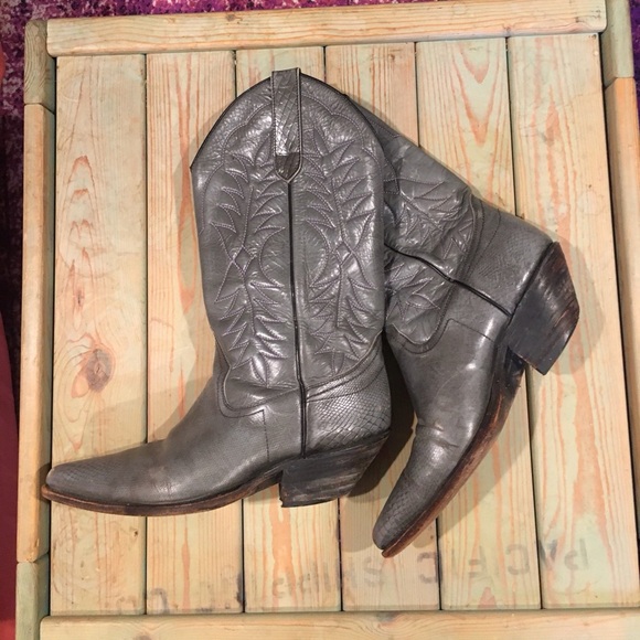 Vintage grey cowboy boots - women’s size 8.5 - Picture 1 of 11